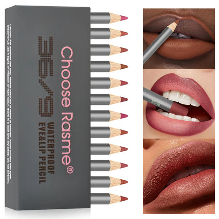 12pcs Velvet Matte Lip Liner Set - Long-Lasting Versatile Shades Longlasting Lip Makeup Berry, Brown, Pink Lip Pencil
