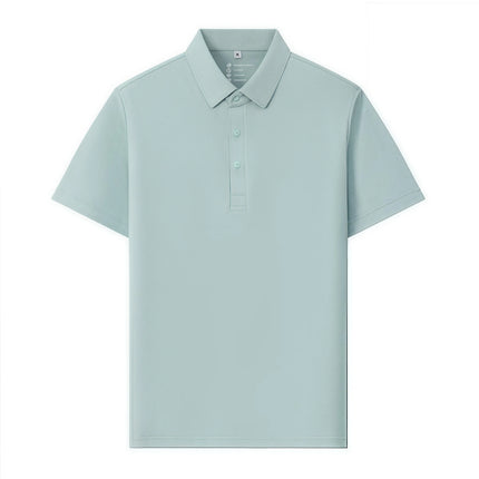 6XL Anti-Wrinkle Pearl Weave Cool Feeling Solid Color Polo Shirt Seamless Collar Four Button Men's T-Shirt Summer Breathable