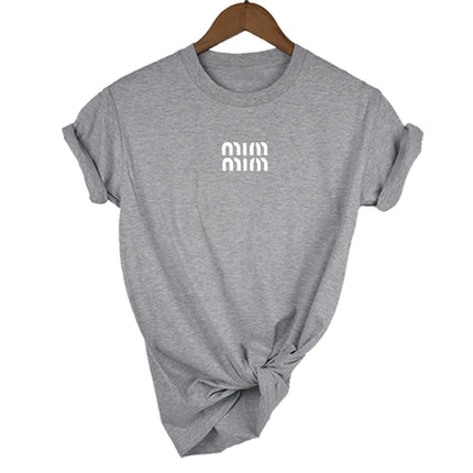 Cotton T-Shirt for Women's Short Sleeve Summer Print Top Fashion Trend Tee Round Neck Clothes