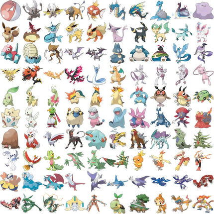 100/200Pcs Kawaii Pikachu Pokemon Stickers for Laptop Phone Suitcase Skateboard Guitar Cute Cartoon Stickers Kid Gift Toys