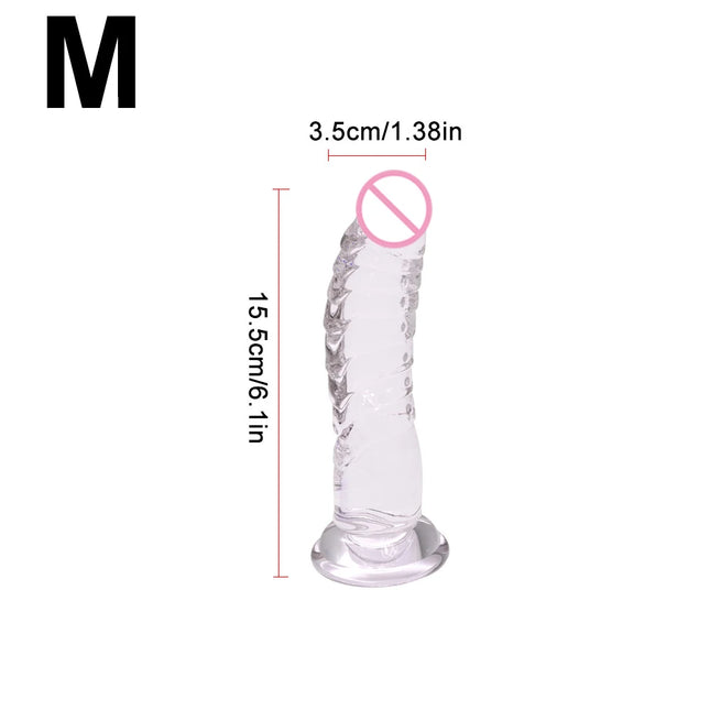Realistic Black Dildo with Strong Suction Cup Base, Soft Penis Sex Toy for Women and Men, Hands-Free Anal Vaginal Adult Toy in M