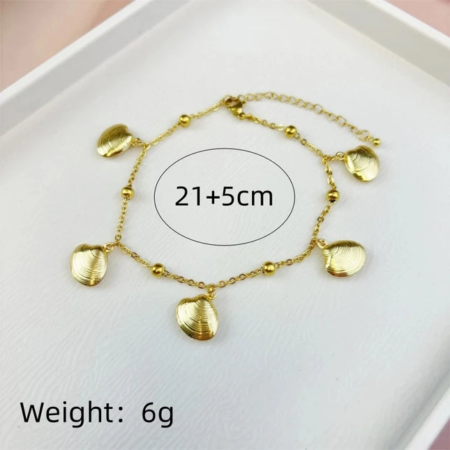 1 Pcs Fashion Stainless Steel Anklet Starfish Dolphin Scallop Tropical Fish Pendant Ocean Style Anklet