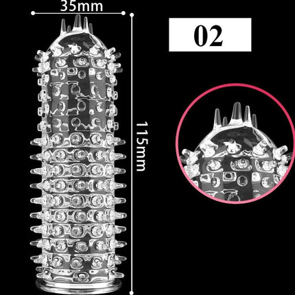 1PCS Transparent Penis Covers Extender Men's Crystal Wolf Tooth Condoms Finger Cock Ring Adult Sex Toys For Male Penis Sleeve