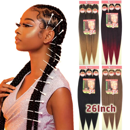 3strands/Pack Braiding Hair Pre Stretched 26'' Synthetic Braiding Hairs Kanekalon Jumbo Braiding Hair Synthetic Hairs Extensions