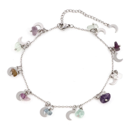 201 Stainless Steel Link Cable Chain Anklet Silver Color For Women Summer Beach Barefoot Jewelry 22.5cm(8 7/8") long, 1 Piece