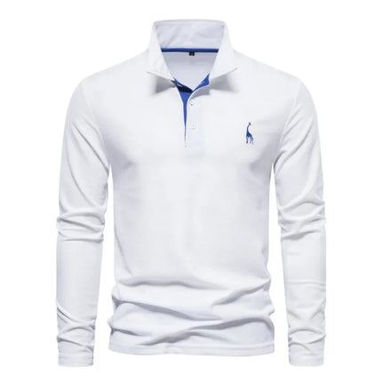Spring New Style Men's Cotton POLO Shirt Casual Long Sleeve Turn-down Collar Embroidery Deer Fashionable Breathable Polo Top