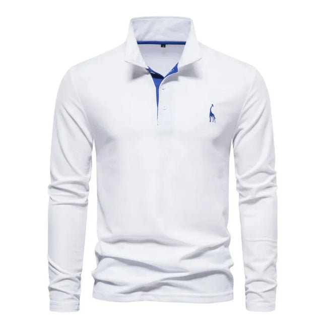 Spring New Style Men's Cotton POLO Shirt Casual Long Sleeve Turn-down Collar Embroidery Deer Fashionable Breathable Polo Top