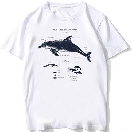 Whale Shark Anatomy Biology T-shirt Unisex Women Hip Hop Casual T Shirts Women Beach Diving White T-shirt Vintage Women Tees