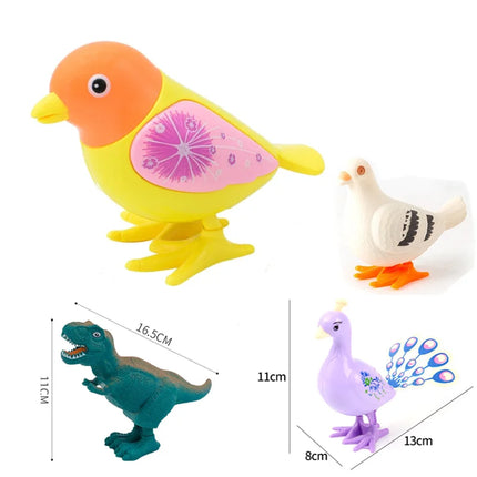 Funny Wind Up Toy Children's Cartoon Winding Creative Jumping Magpie Peacock Pigeon Dinosaur Puzzle Animal Baby Toddler Gift