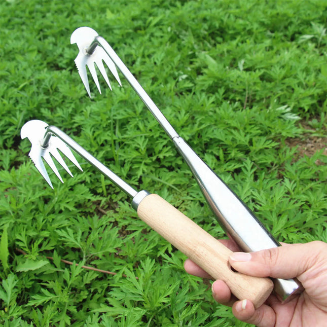 1Pcs Stainless Steel Weed Puller Sharp Tines Grass Rooting Weeding Tool for Yard Lawn and Farm Supply Home Yard Garden Tools