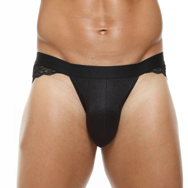 Sexy Men Lace Jockstrap Open Butt Panties Breathable Sissy Exotic Underwear G String Thong Low Waist Bulge Pouch Male Lingerie