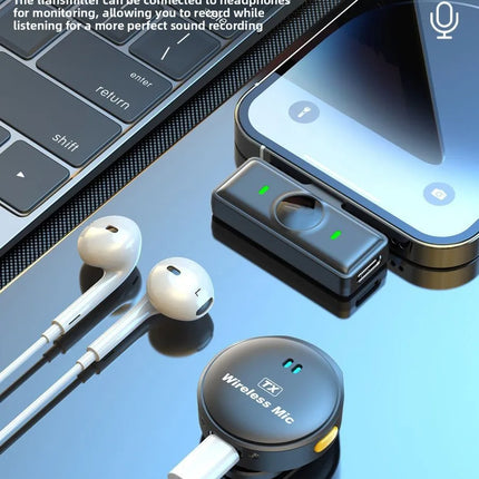 Q8 Wireless Lavalier Microphone 3-in-1 Interface for Live Streaming Noise Reduction Camera Vlog Content Creation