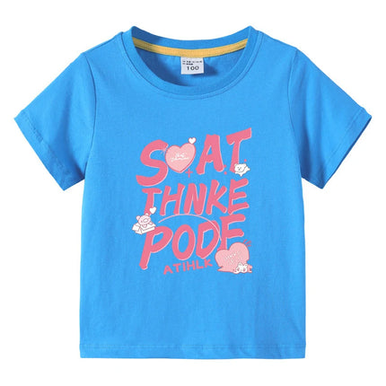 Summer Kids Girl T-Shirt Fashion Letter Print Short Sleeve Casual Tops Sweet Cool Style Teen Girls Clothing