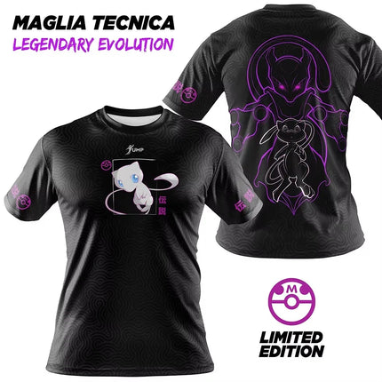 Bandai Pocket Monster Psychic-type Mew & Mewtwo Anime Allover Print Adult Kids T-Shirt Family Summer Quick-dry Soft Lightweight