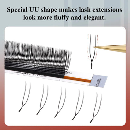 NAGARAKU U Shape YY 2D UU Soft Light Natural Eyelash Extensions Parallel Makeup Supplies Dark Brown