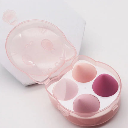 Ultra Soft Bear Beauty Blender 4pcs Set Makeup Sponge Dry Wet Use Water Activated Large Size Non-Powder Eating Puff