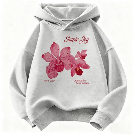 Graphic Pullover Flower Design Hooded Kids Children's Sweatshirt Cute Hoody for Boys Girls Spring Casual Hoodies