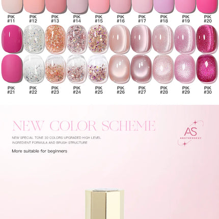AS 15ml Pink Glass Bead Cat Magnetic Gel Nail Polish Spring Jelly Crystal Semi Permanent Moonlight Soak Off Manicure Varnish Gel