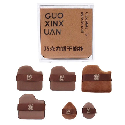 6 Pcs Chocolate Powder Puff Air Cushion Foundation Sponge  Mini Thumb Concealer Powder Puff Wet Dry Dual-use Makeup Beauty Tool