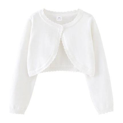 1 to 13 Years Kids Girl Solid Cardigan Round Neck Sweater Cardigans Knitted Toddler Girl Cotton Wedding Party Clothing