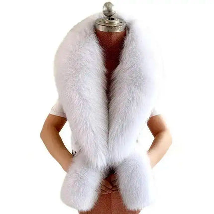 Winter Natural Fox Fur Scarf And Cuff Set Women Jacket Fur Collar Authentic Neck Warm Scarves Luxury Fluffy Fox Fur Shawl