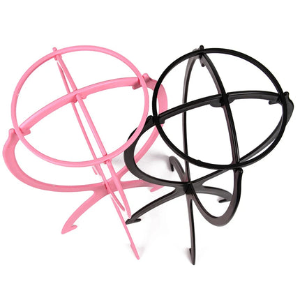 1Pcs Wig Stand Plastic Hat Display Wig Head Holders 17x36Cm Mannequin Stand Portable Folding Wig Stand Pink Hair Display Tools