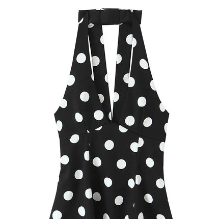 HH Summer Woman Black Polka Dot Backless Bow Decoration Halter Vest Tops Fashion Women Sleeveless Backless Sexy Tops
