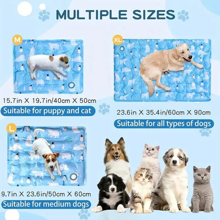 Cute Floor Mat Cool Pet Cooling Mat Self Added Water Dog Cold Bed Mat Portable Durable Pet Ice Cushion For Small Large Dogs