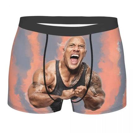 Custom Male Cool The Rock Dwayne Meme Underwear American Actor Johnson Boxer Briefs Stretch Shorts Panties Underpants