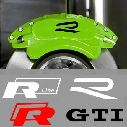 4Pcs Car Brake Caliper Stickers for Volkswagen VW Rline R Line GTI Golf 4 5 6 7 Polo Passat Bora Jetta Tiguan Touareg Decorative