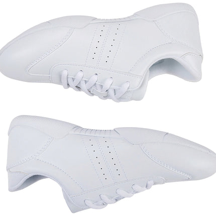 BAXINIER Youth Girls White Cheerleading Dancing Shoes Athletic Training Tennis Walking Lightweight Competition Cheer Sneakers