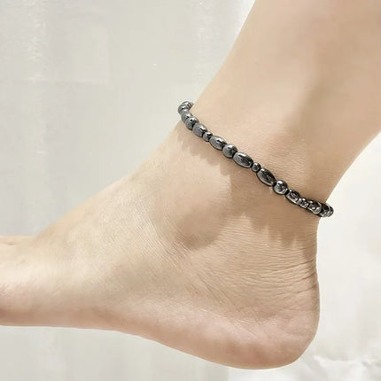 Black Magnetic Black Gallstone Anklet Men Women Lymphatic Detoxification Magnetic Therapy Weight Loss Slimming Bracelet