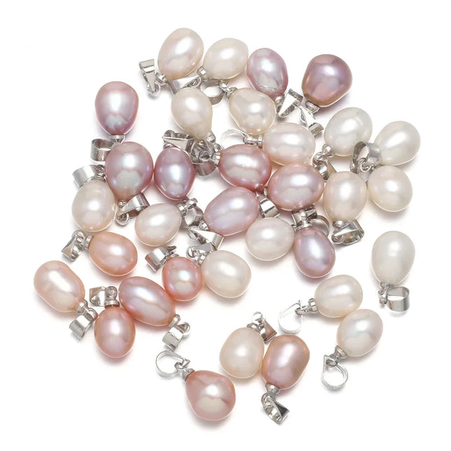 Natural Freshwater Pearl Pendant Rice Shape Exquisite charms for Jewelry Making DIY women's elegant Necklace Accessories