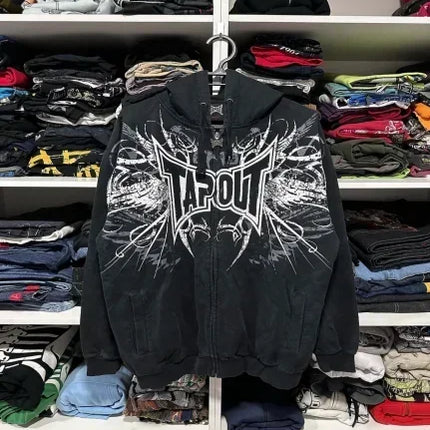 Woman Hoodie Y2K Cyber Grunge Emo Zip Up Sweatshirts Vintage Graphics Print Kpop Aesthetic Gothic Clothes Clothes for Women