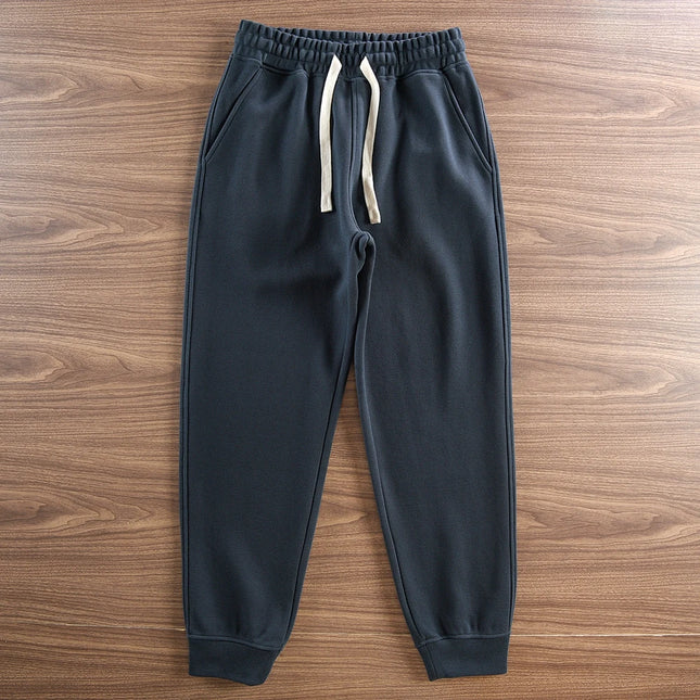 Autumn Winter New American Retro Thick Knitted Sweatpants Men's Simple Elastic Waist Drawstring Sport Casual Ankle-tied Pants