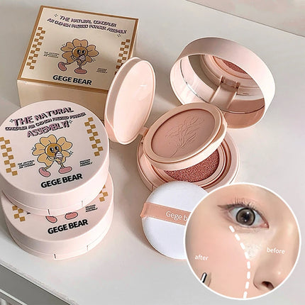 2-in-1 Double Layer Cushion Foundation Pressed Powder Natural Lasting Brightening Gege Bear Concealer Loose Powder Cushion Cream