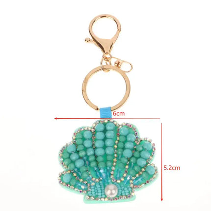 Rhinestone Lobster Beaded Keychain Pretty Hand Sewn Bag Charms Crab Shells Turtle Hanging Rope Patches Applique Bag Lanyard
