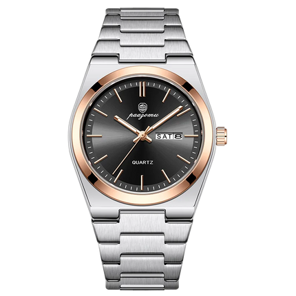 PAAZOMU Luxury Sport Quartz Man Wristwatch Waterproof Luminous Date Week Men Watches Stainless Steel Men's Watch Male Watch+box