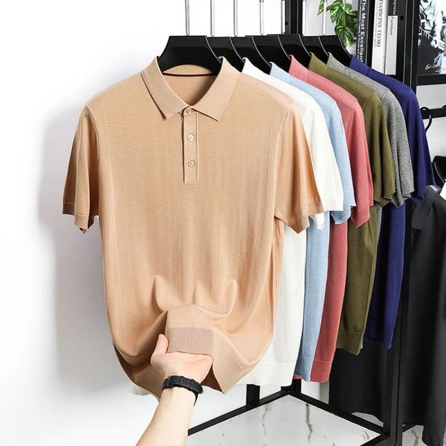 Men's Lyocell Polo Shirt - Summer Essential 100% Breathable Tencel Wrinkle-Free & Eco-Friendly Soft Handfeel 17 Colors Available