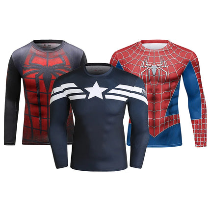 Gym Compression Shirts for Men Long Sleeve Comics Spider Cosplay T-Shirt Marvel Top Elastic Fitness Sportwear Halloween Clothes