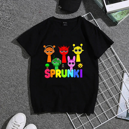 Summer Sprunkis Game Cotton Kids T-shirt Cute Anime Printed Tee Top Short Sleeve Kawaii Boy Girl Streetwear Children Clothes