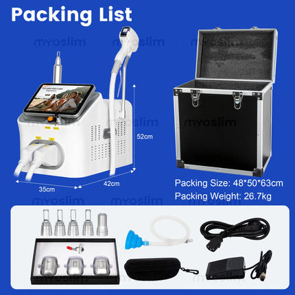 5000W Soprano 2-in-1 4 Wavelength 755 808 940 1064nm Picosecond Diode Laser Device for Permanent Hair Reduction & Tattoo Removal