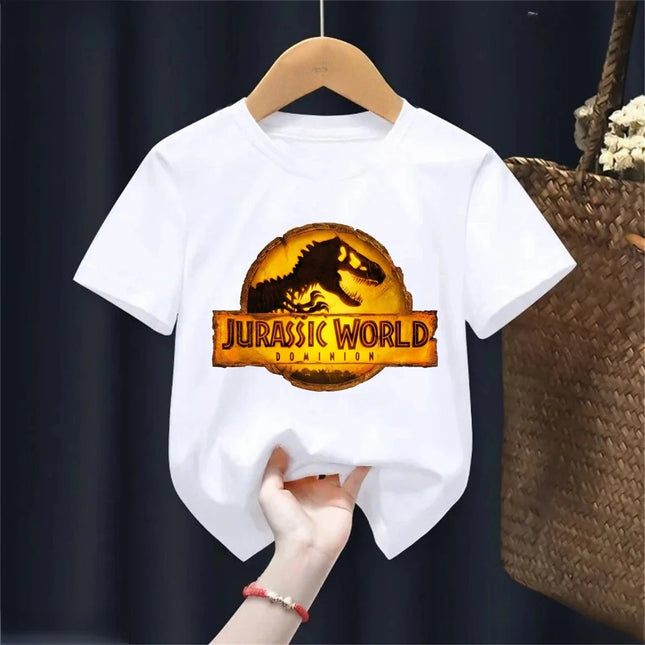 Summer New Cool Dino Print Children's Tshirt Casual Fashion Boys Girls Simple Style Short Sleeve Baby Kids Clothes Harujuku Tops