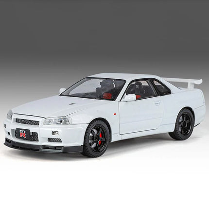 1:18 Skyline Ares GTR GT-R R34 Alloy Sports Car Model Diecasts Metal Racing Car Vehicles Model Simulation Sound Light Kids Gifts