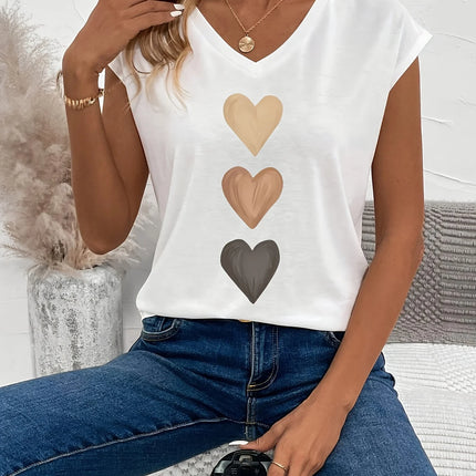 Summer women's white short sleeved shirt, loose and comfortable, soft vacation love punk style