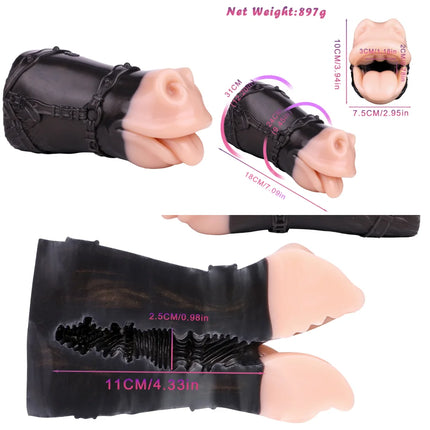 Big Animal Silicone Dog Mouth Male Masturbator Pocket Pussies Stroker Soft Deep Throat with 3D Textured Realistic Sex Toy ForMan