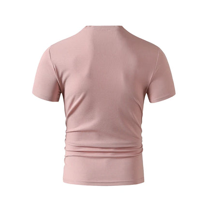 2025 New Men's Casual Fashion Simple V-neck Short-Sleeved T-shirt Summer Comfortable Breathable Versatile Top