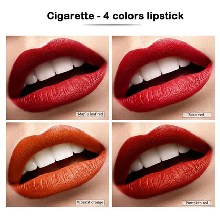 4PCS/Set Creative Cigarette Lipstick Set Matte Long Lasting Waterproof Matt Lip Stick Tube Nude Red Velvet Lip Tint Makeup