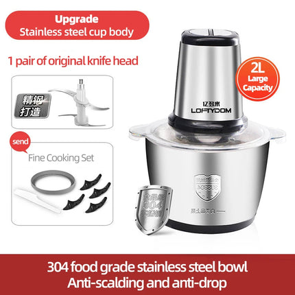 3L Portable Household Meat Mincer Grinder Vegetable Food Processor Chopper Kitchen Multifunction Stainless Steel Slicer Machine