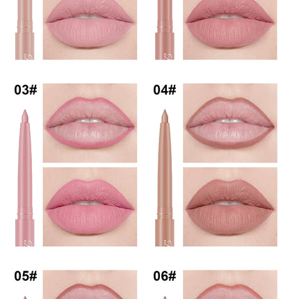 12-Piece Lip Liner Set for Outlining Lip Shapes, Beginner-Friendly, Natural and Delicate, Waterproof Matte Nude Lip Liner Set